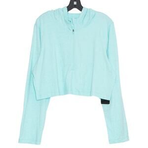 NWT 90 Degrees Cropped Hoodie 1/2 Zip Y2K Athleisure Minimalist Lounge Blue XL